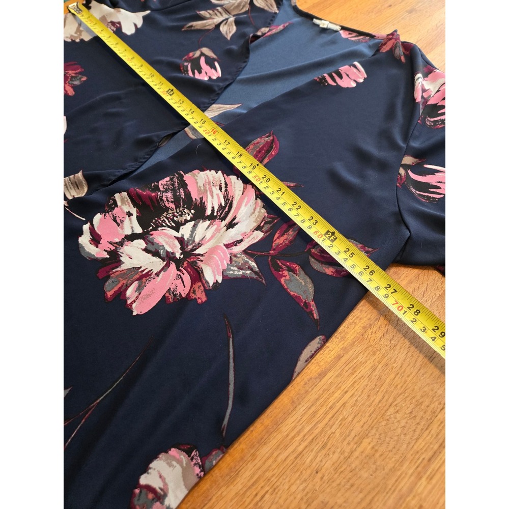 Maurices Women 2X Navy Floral 3/4 Sleeve Open Front Lightweight Sheer Kimono - Picture 5 of 7